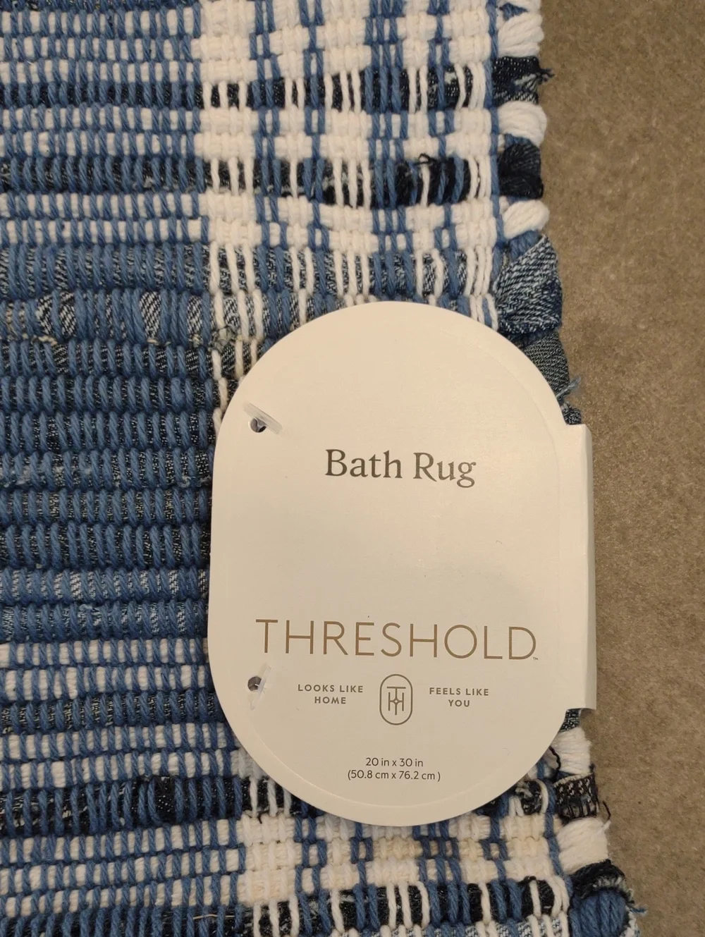 Rug 100% Cotton 20”x 30” Fiber Arts Style Blue Throw Rug New Target Threshold
